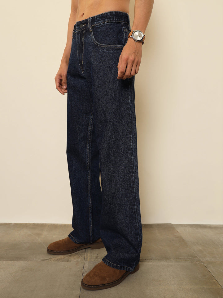 Men Navy Blue Relax Fit Jeans