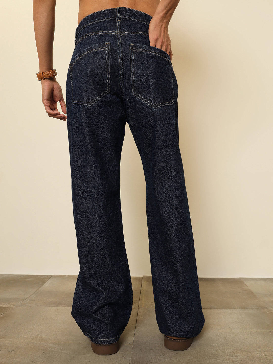 Men Navy Blue Relax Fit Jeans