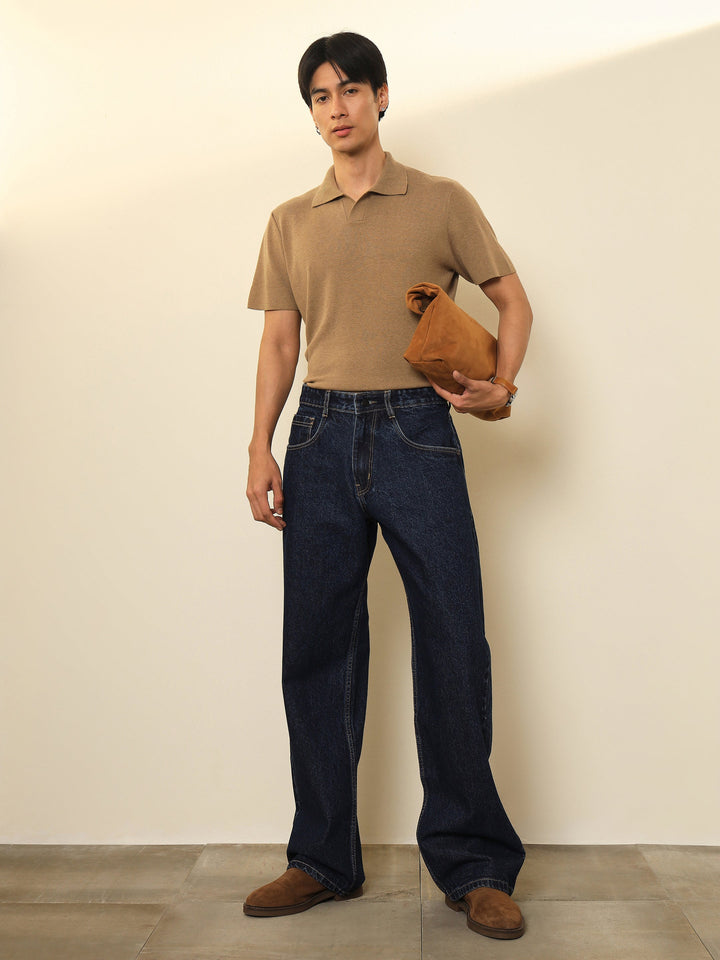 Men Navy Blue Relax Fit Jeans