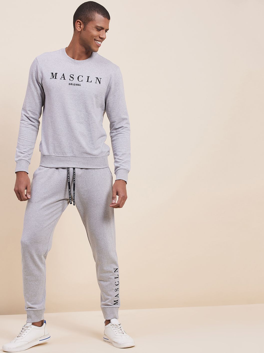 Men's Grey MASCLN Embroidered Joggers