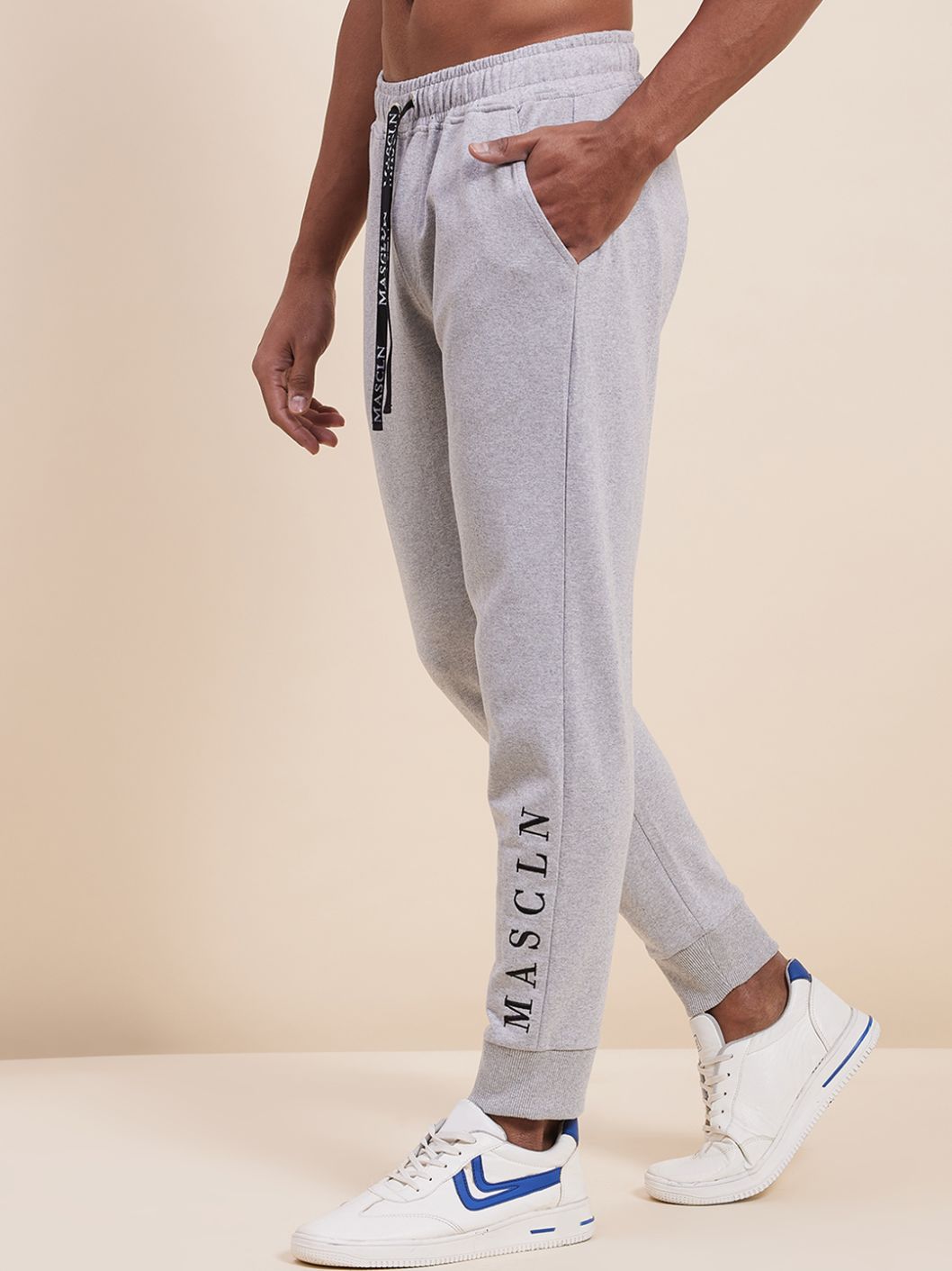 Men's Grey MASCLN Embroidered Joggers