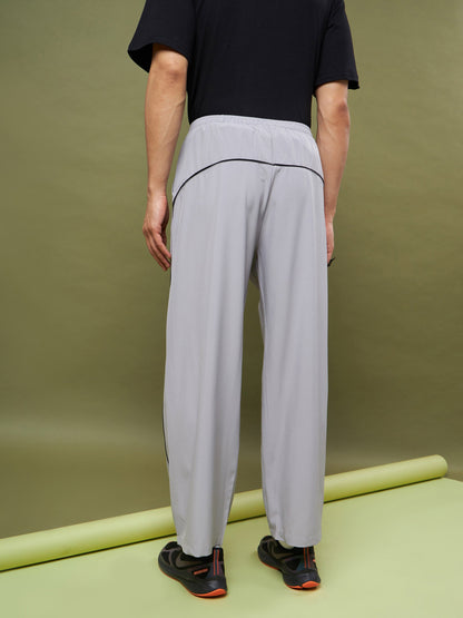 Unisex Grey Piping Parachute Track Pants