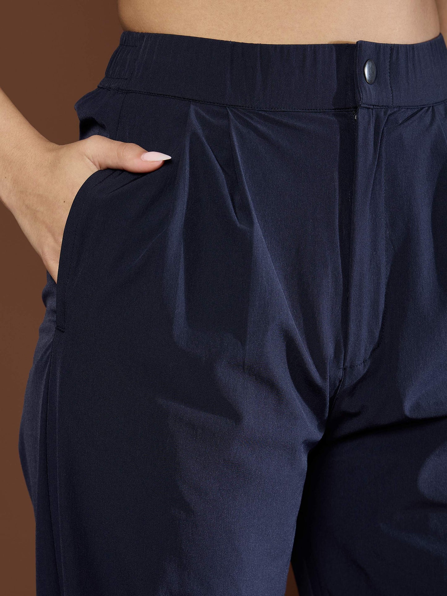 Unisex Navy Front Dart Baggy Parachute Pants