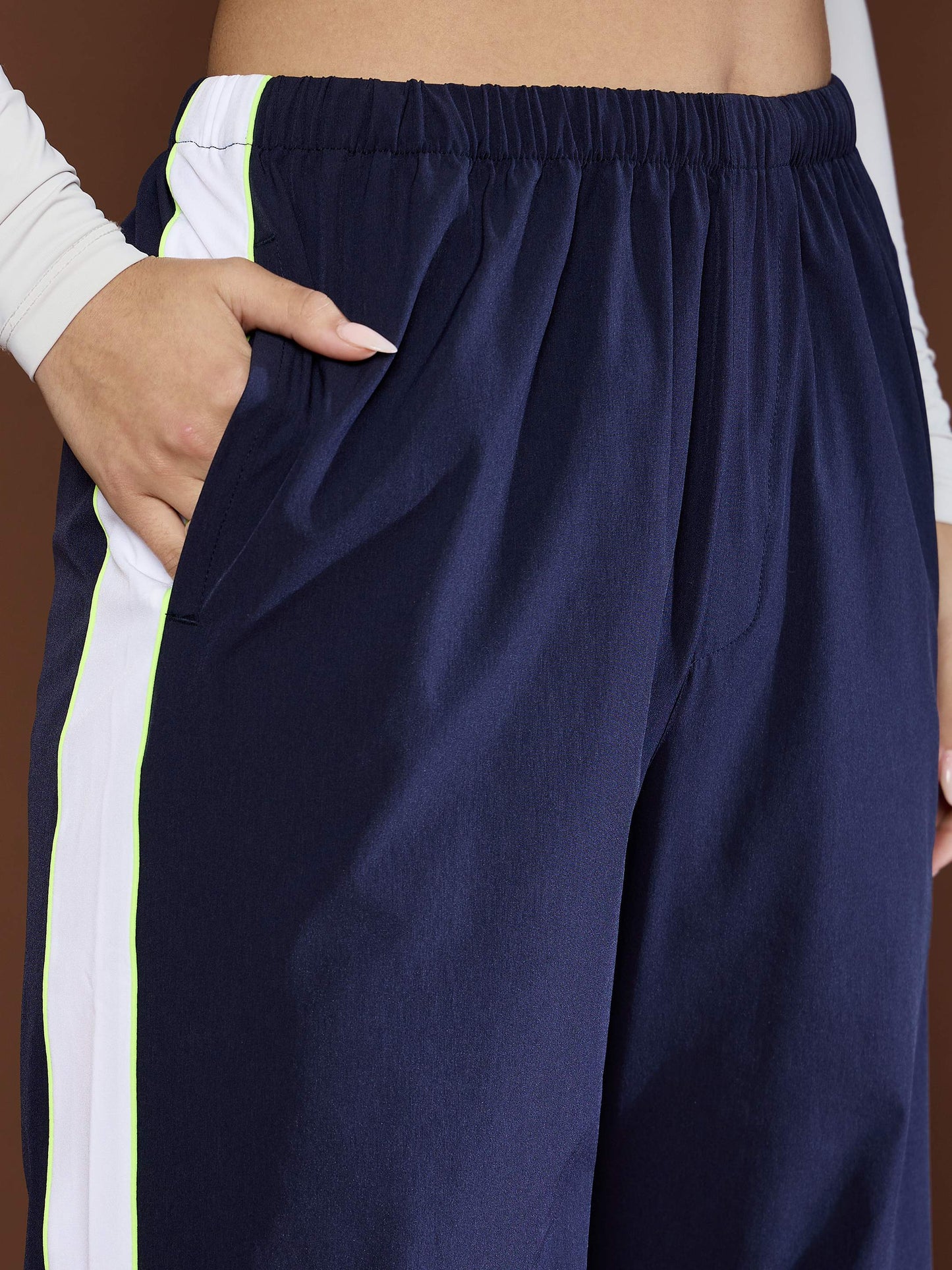 Unisex Navy Side Panel Baggy Parachute Pants