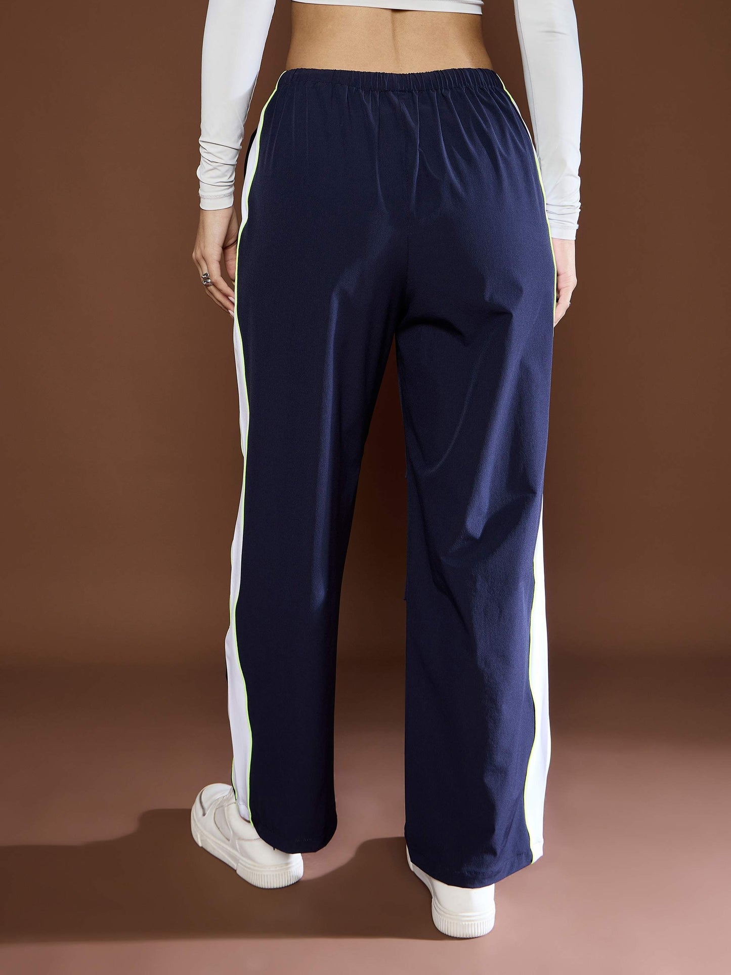 Unisex Navy Side Panel Baggy Parachute Pants