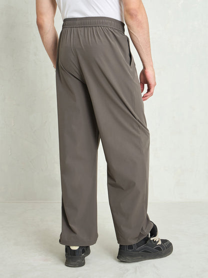 Unisex Dark Grey Piping Detail Baggy Parachute Pants