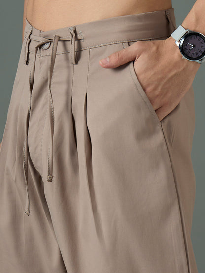 Men Taupe Front Dori Relax Fit Korean Trouser