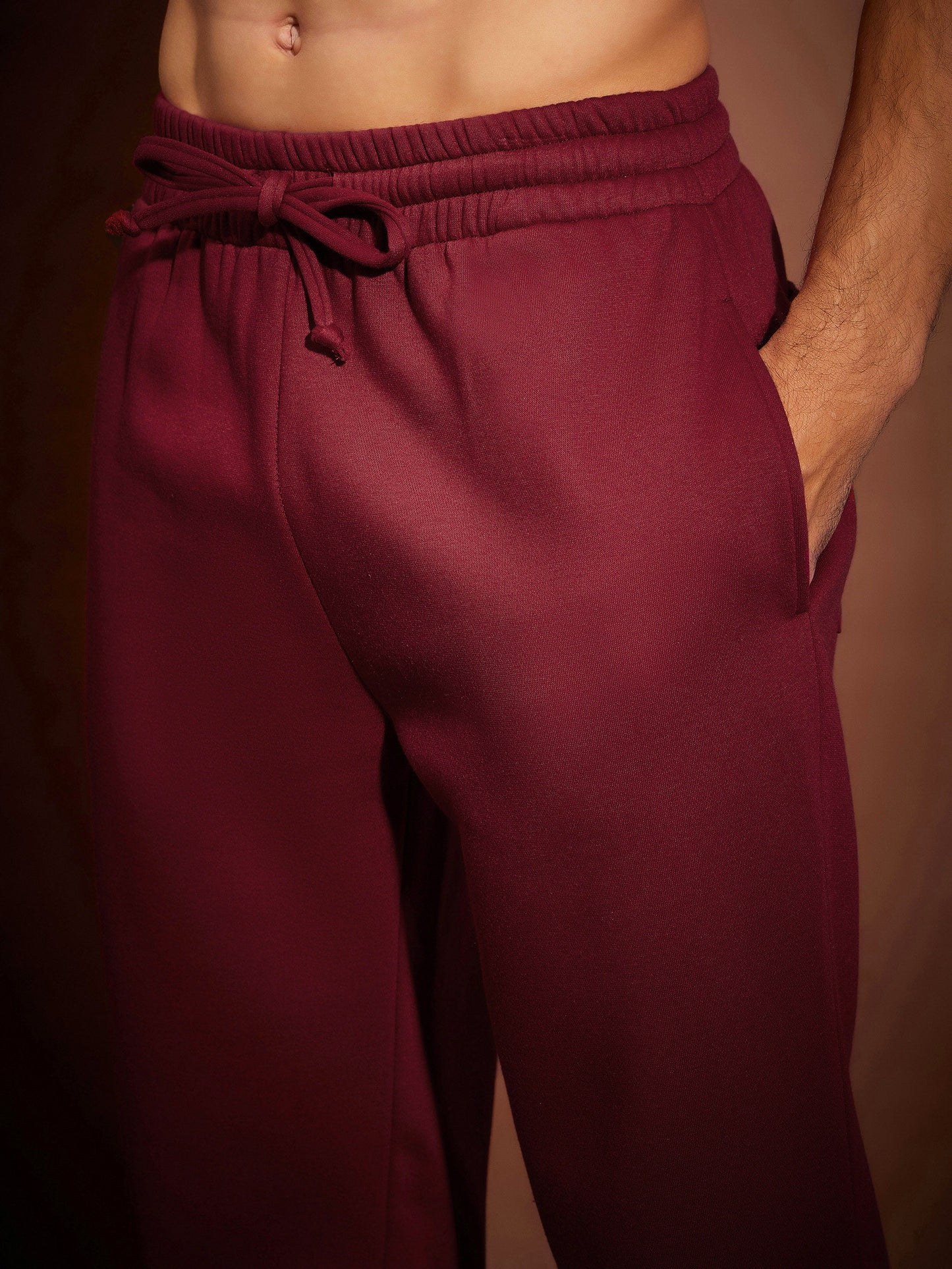 Men Maroon Front Zipper Oversized Sweatshirt With Joggers