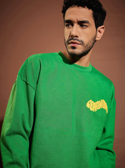 Men Green COMPANIONS Oversized Sweatshirt With Shorts