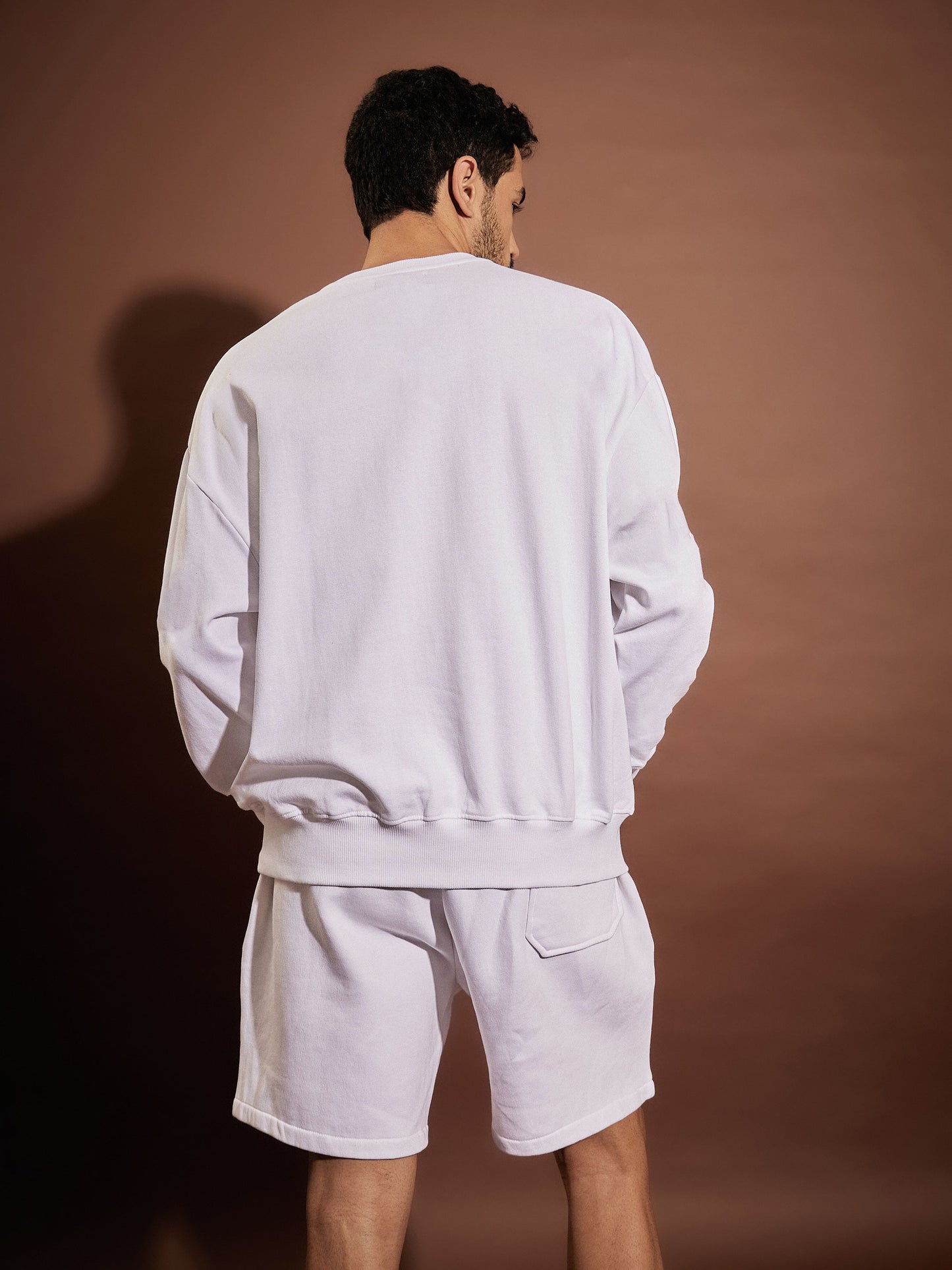 Men White AREA EASTERN Oversized Sweatshirt With Shorts