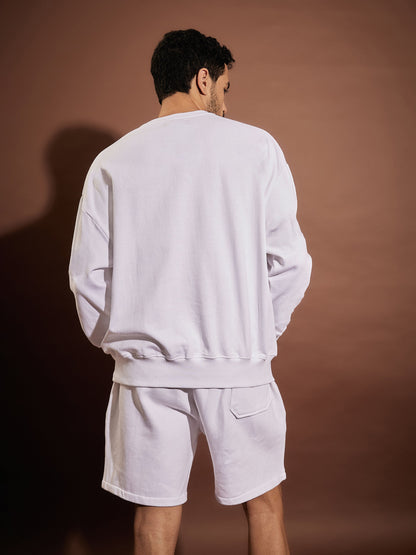 Men White AREA EASTERN Oversized Sweatshirt With Shorts