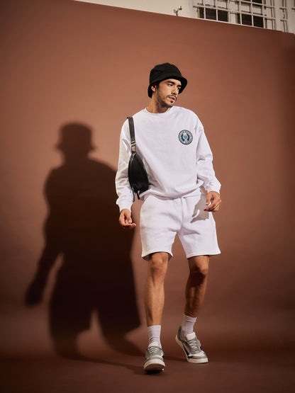 Men White AREA EASTERN Oversized Sweatshirt With Shorts