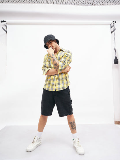 Men Black Relax Fit Denim Shorts