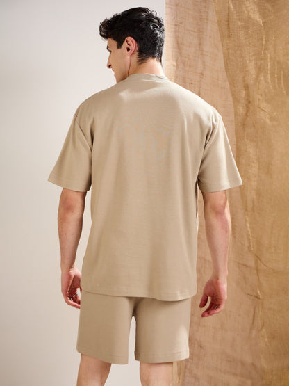 Men Olive Waffle Relax Fit Shorts