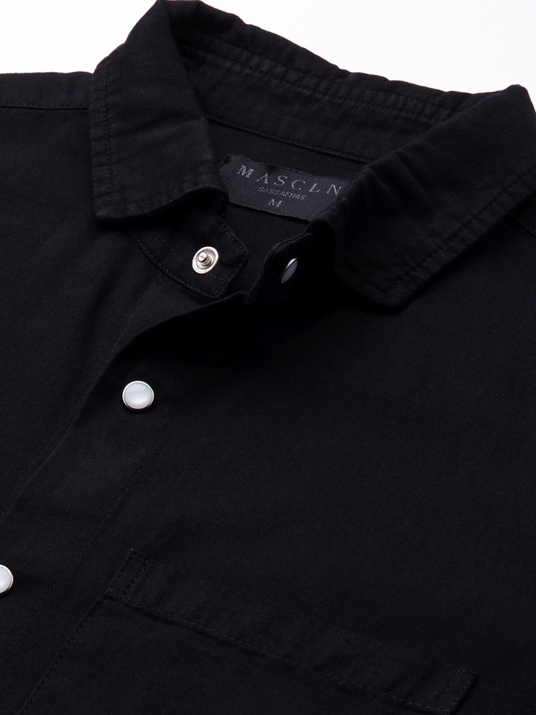Men'S Black Tencel Elbow Patch Shirt