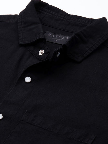 Men'S Black Tencel Elbow Patch Shirt