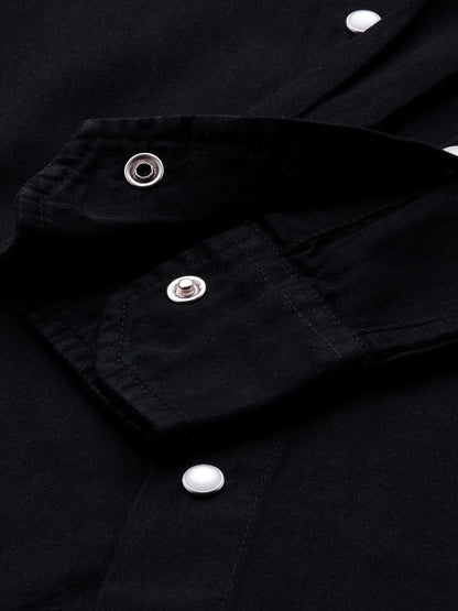 Men'S Black Tencel Elbow Patch Shirt