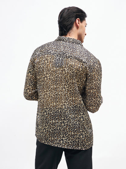 Unisex Leopard Print Lurex Party Shirt