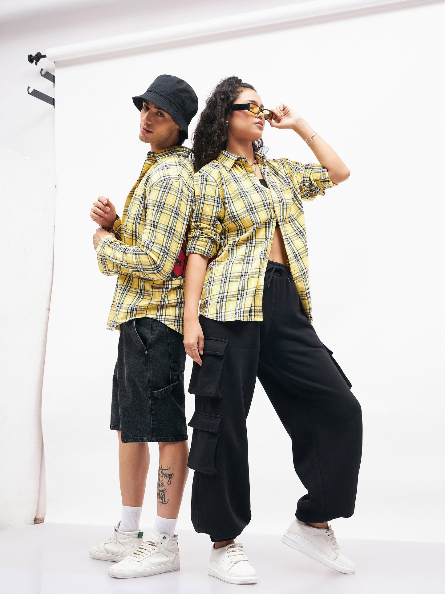 Unisex Yellow Check GETTING OLD Oversized Shirt