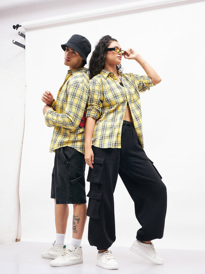 Unisex Yellow Check GETTING OLD Oversized Shirt