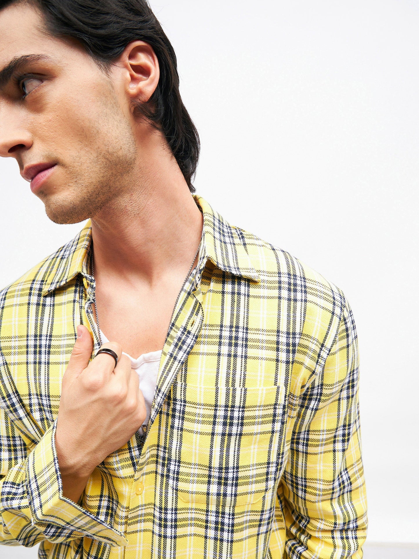 Unisex Yellow Check GETTING OLD Oversized Shirt