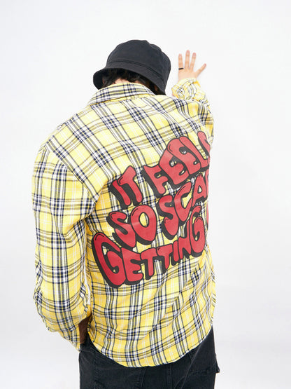 Unisex Yellow Check GETTING OLD Oversized Shirt