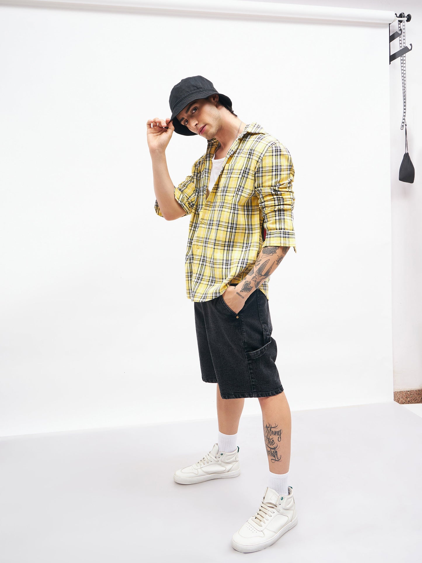 Unisex Yellow Check GETTING OLD Oversized Shirt