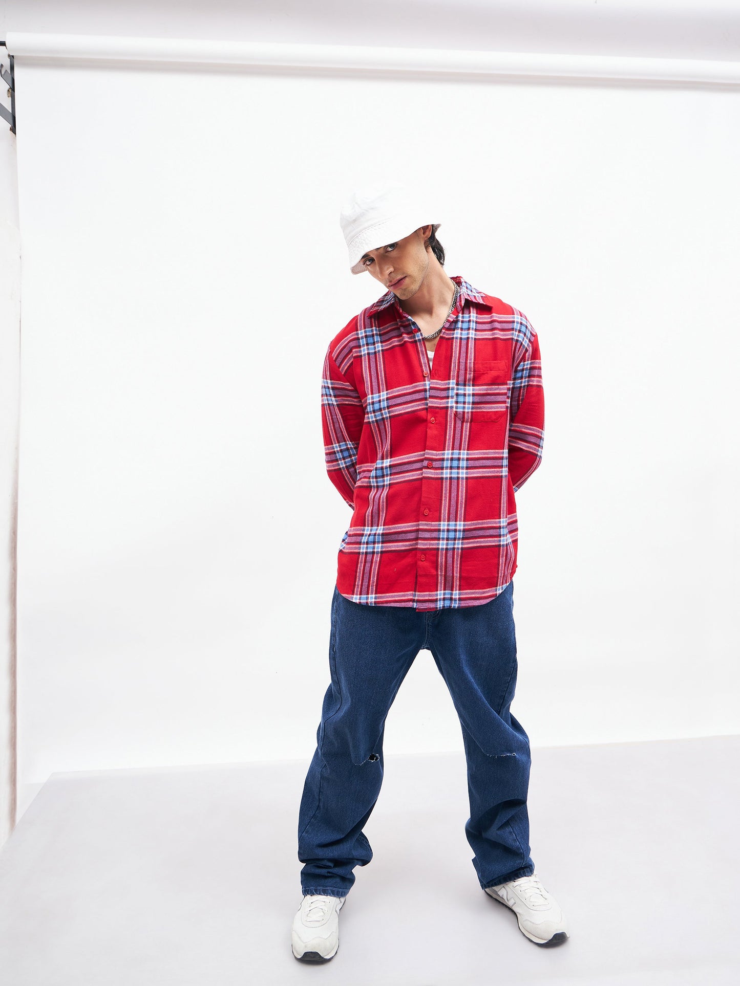 Unisex Red Check NEW DAY Oversized Shirt
