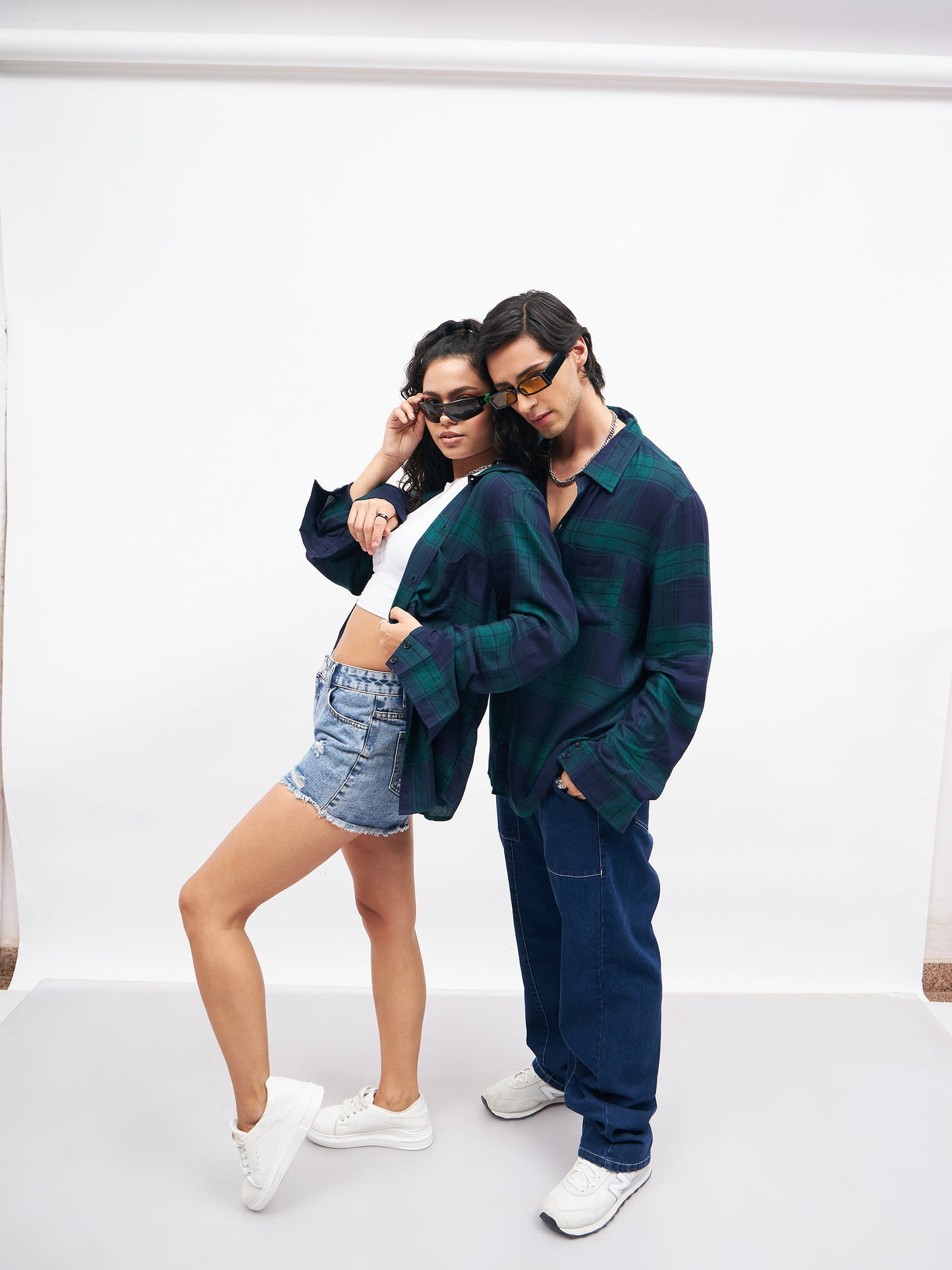 Unisex Navy Check COMPANIONS Oversized Shirt