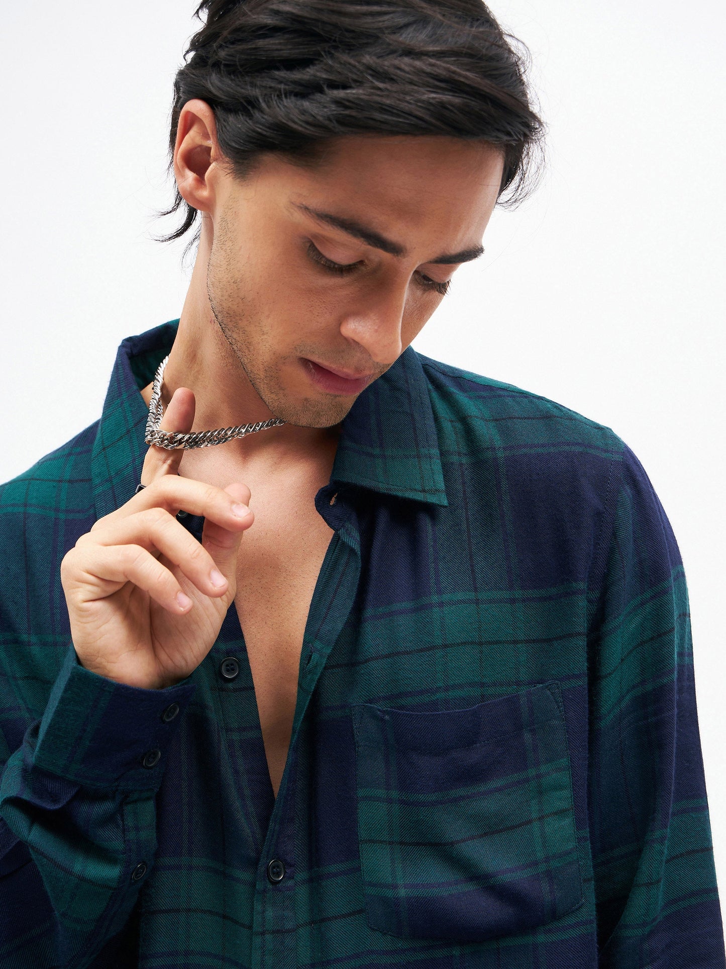 Unisex Navy Check COMPANIONS Oversized Shirt