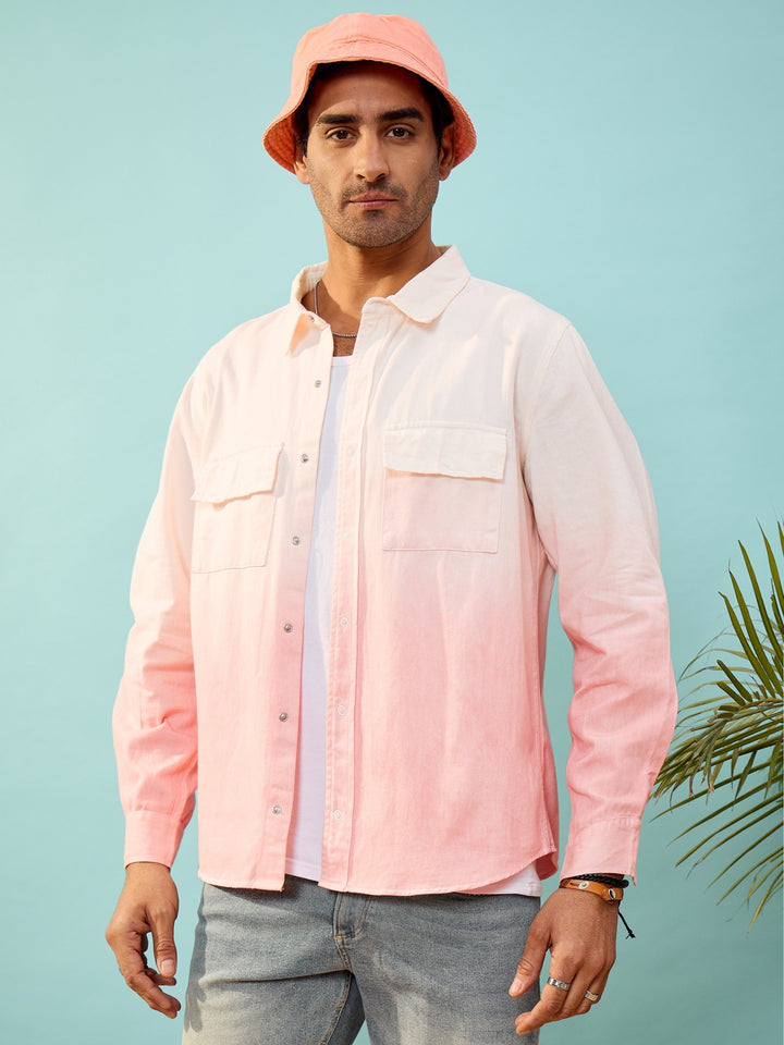Men Mauve &amp; White Ombre Shirt