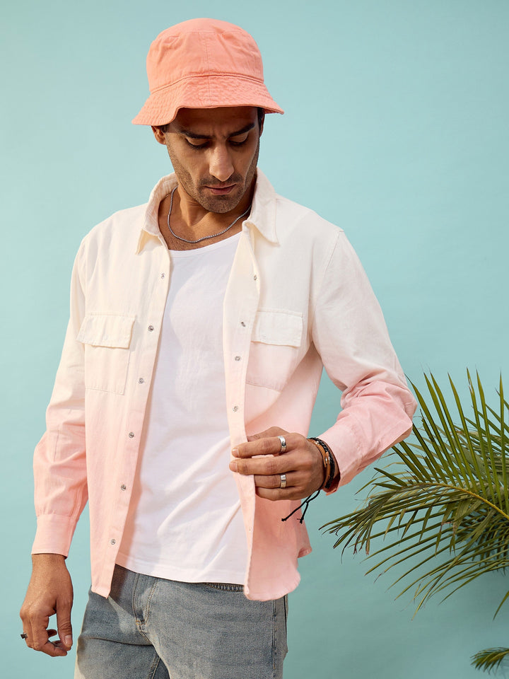 Men Mauve &amp; White Ombre Shirt