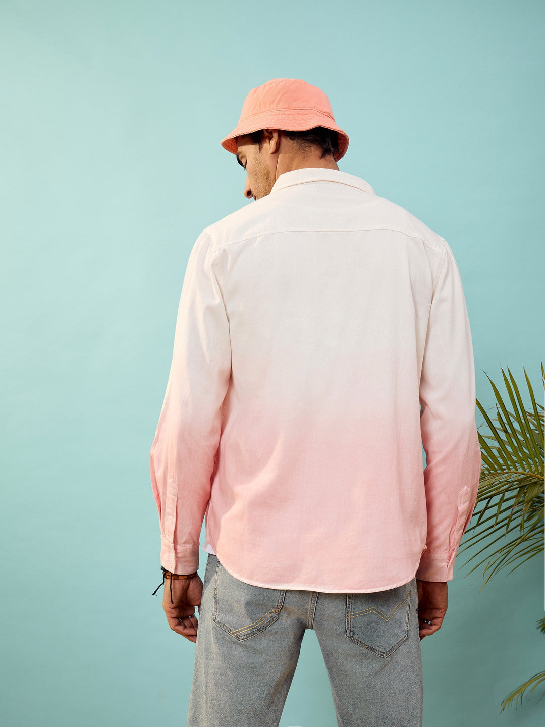 Men Mauve &amp; White Ombre Shirt