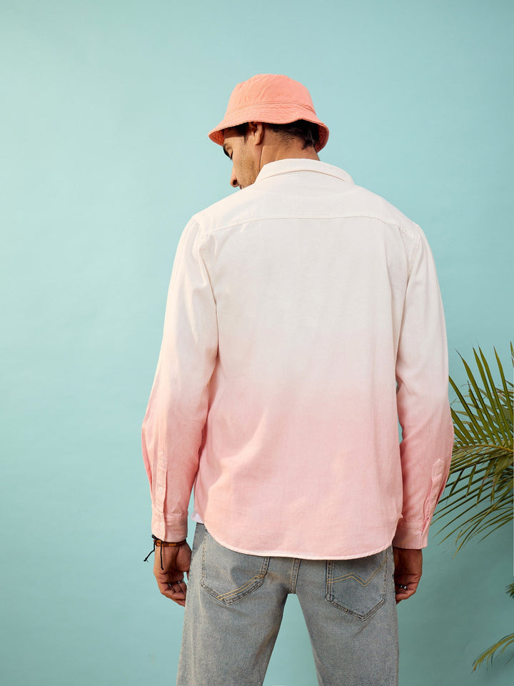 Men Mauve &amp; White Ombre Shirt