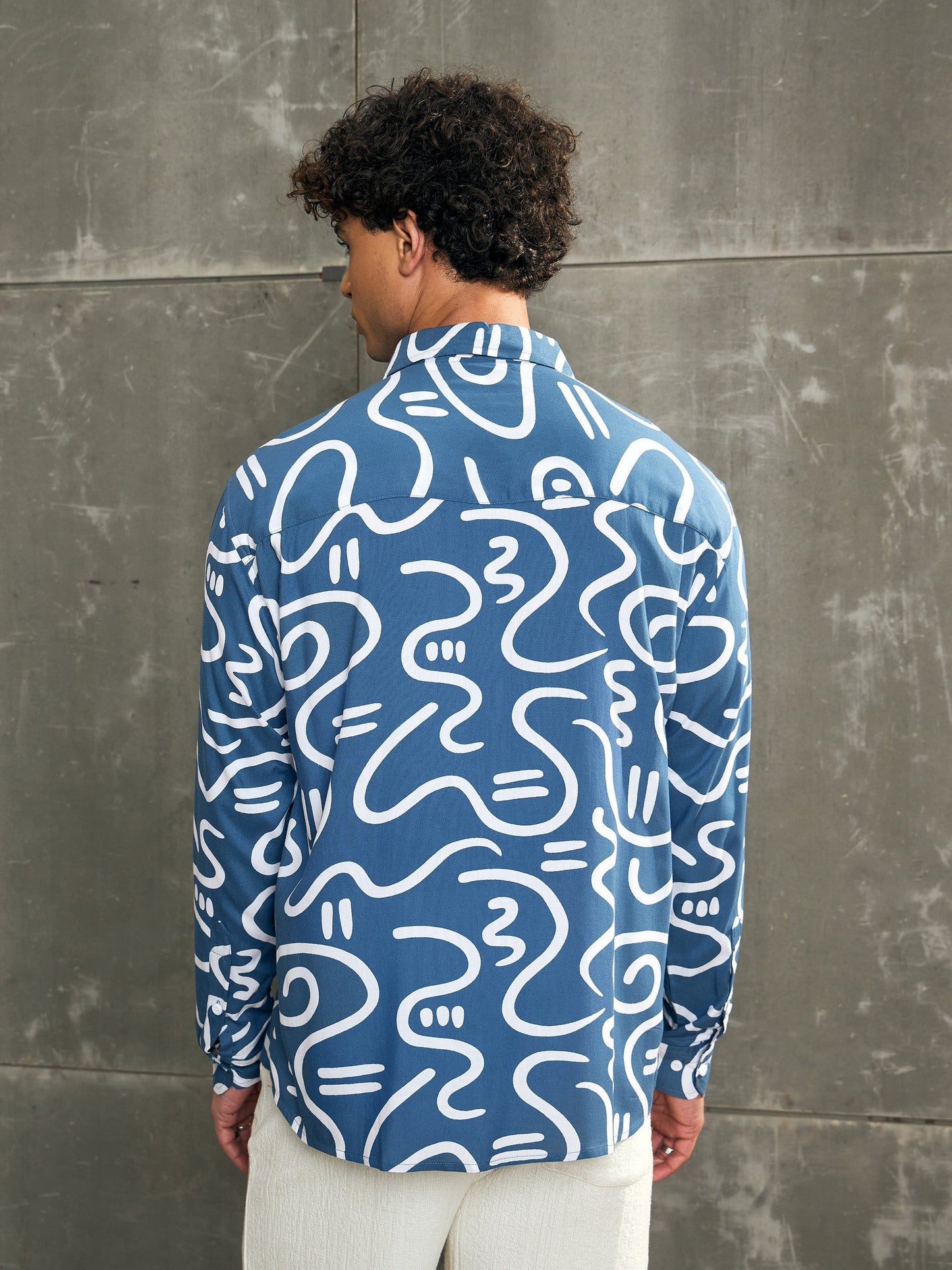 Men Teal Conversational Print Relax Fit Shirt