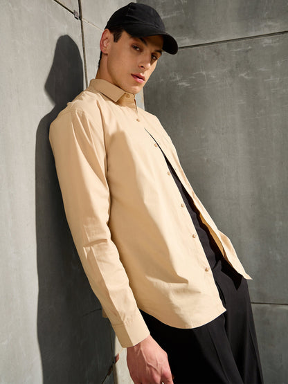 Men Beige Basic Relax Fit Shirt