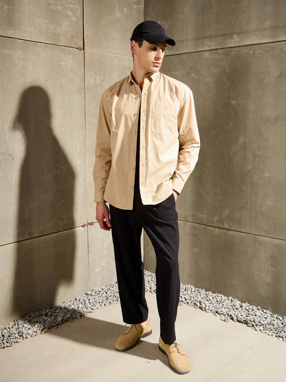 Men Beige Basic Relax Fit Shirt