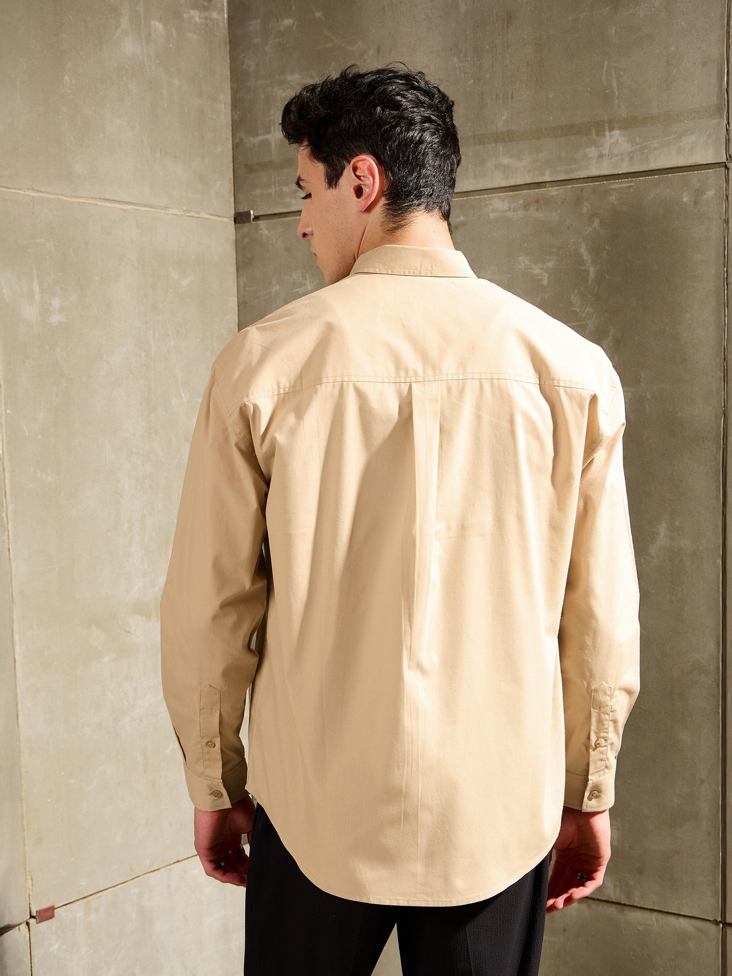 Men Beige Basic Relax Fit Shirt