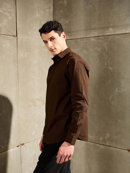 Men Brown Basic Relax Fit Shirt