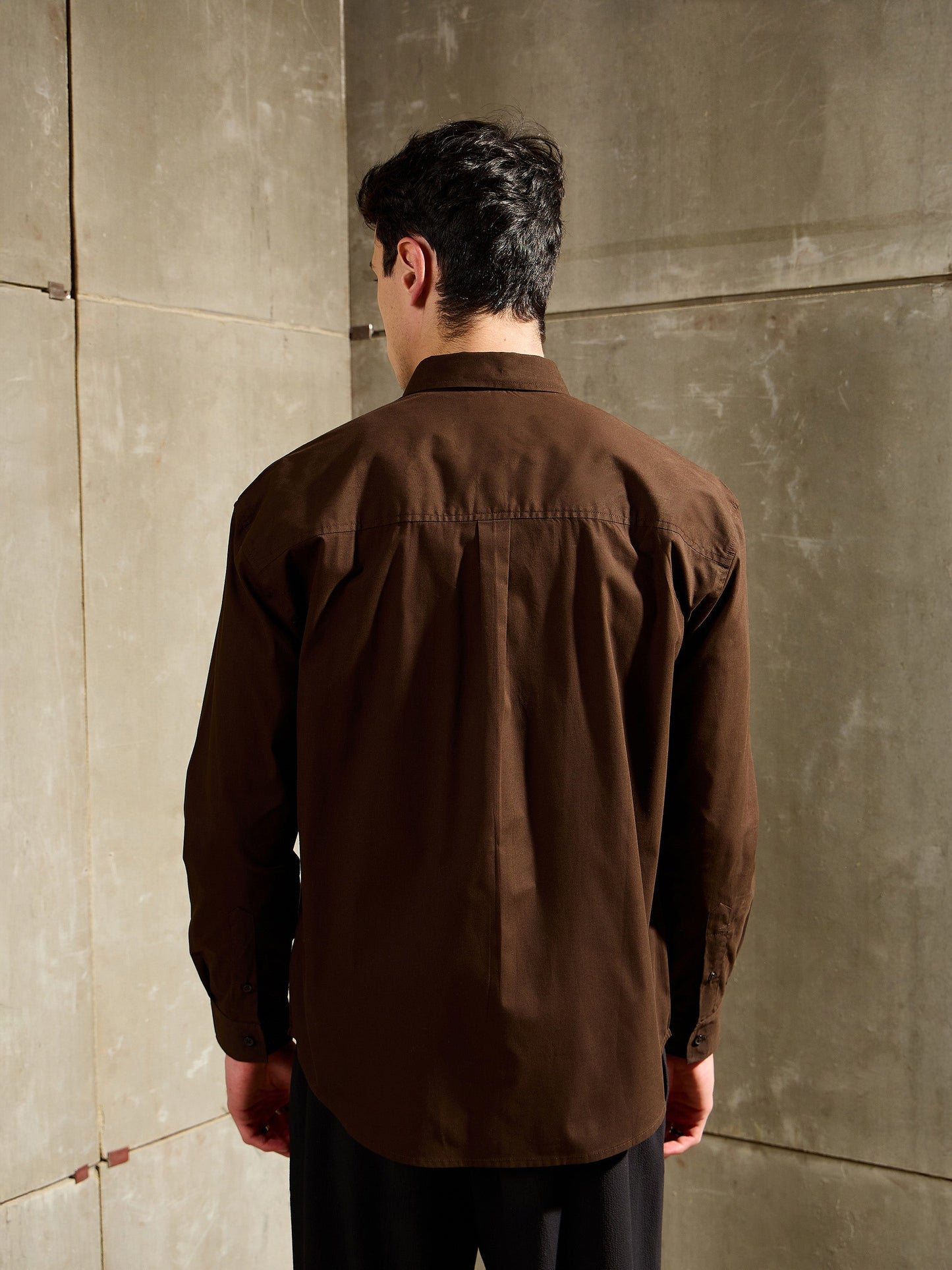 Men Brown Basic Relax Fit Shirt