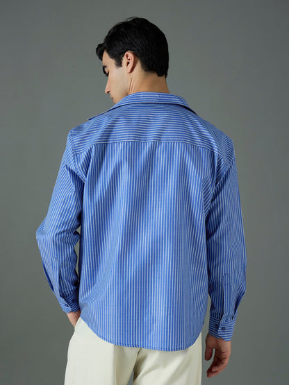 Men Navy & White New York Relax Fit Shirt