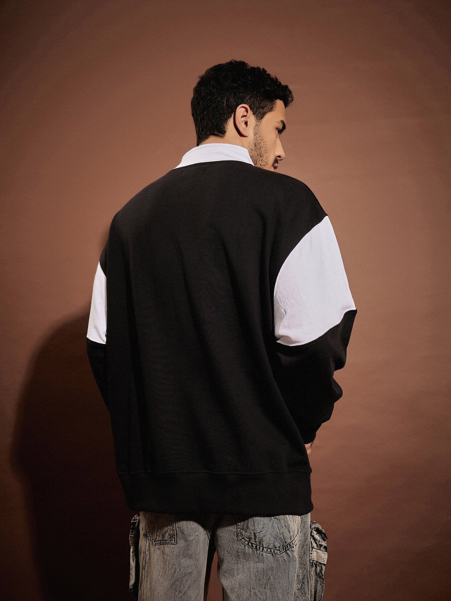 Men White & Black SALT LAKE Front Button Sweatshirt
