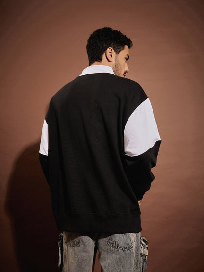 Men White & Black SALT LAKE Front Button Sweatshirt