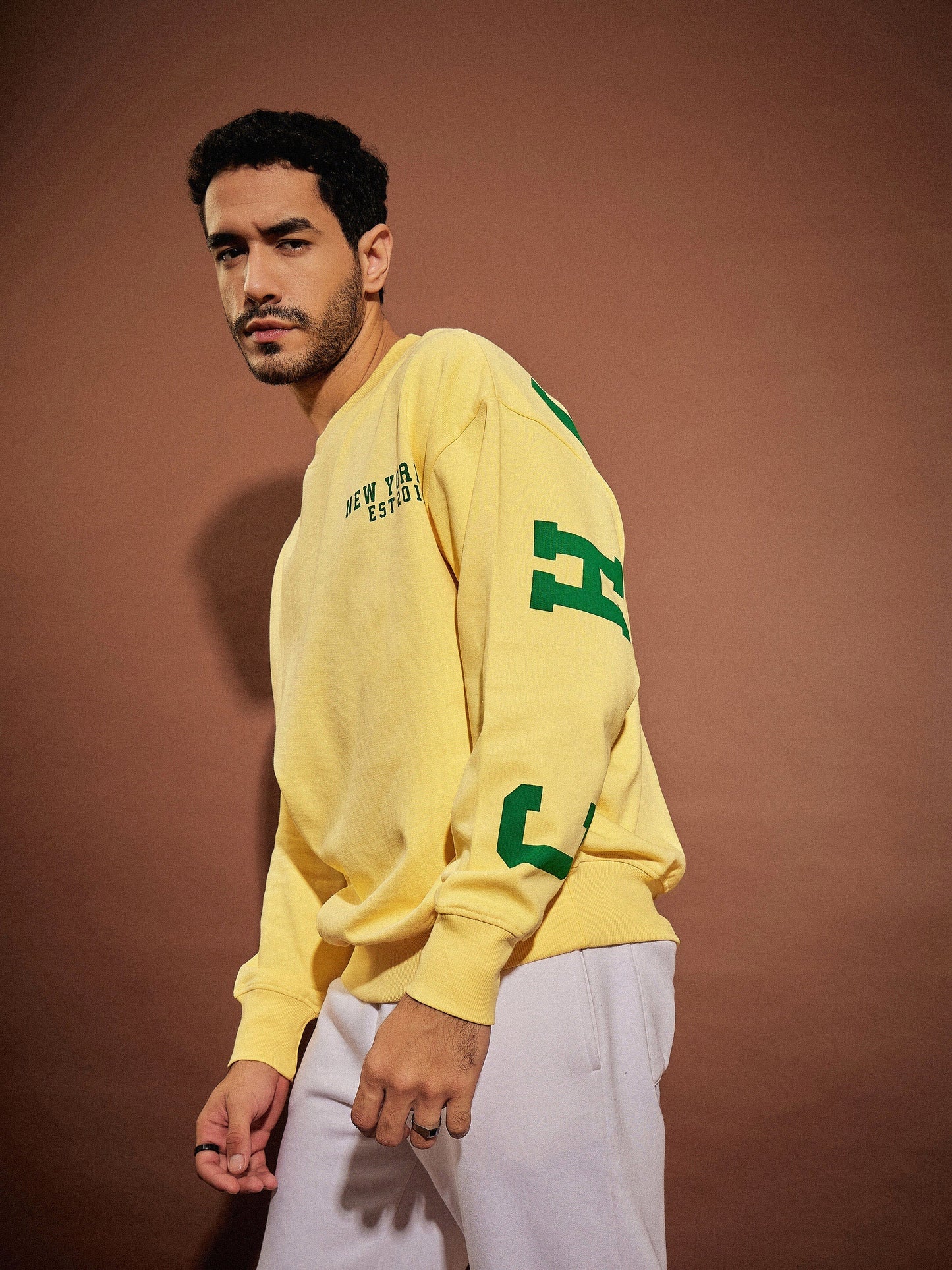 Men Yellow CHICAGO Oversized Sweatshirt