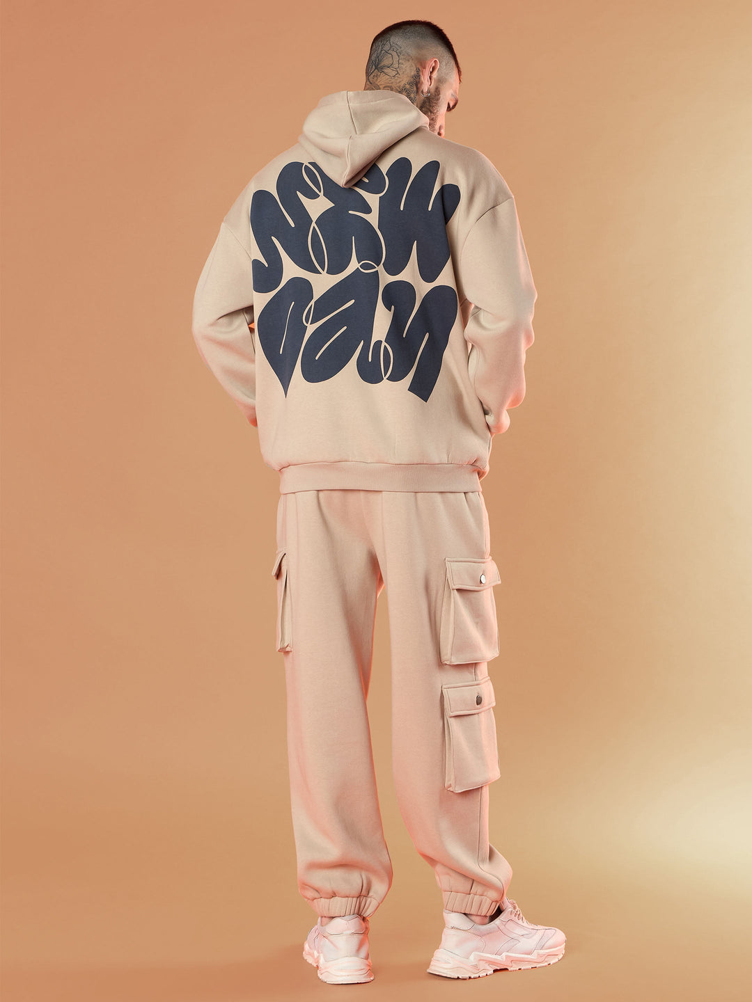 Men Taupe New Day Oversized Hoodie With Joggers