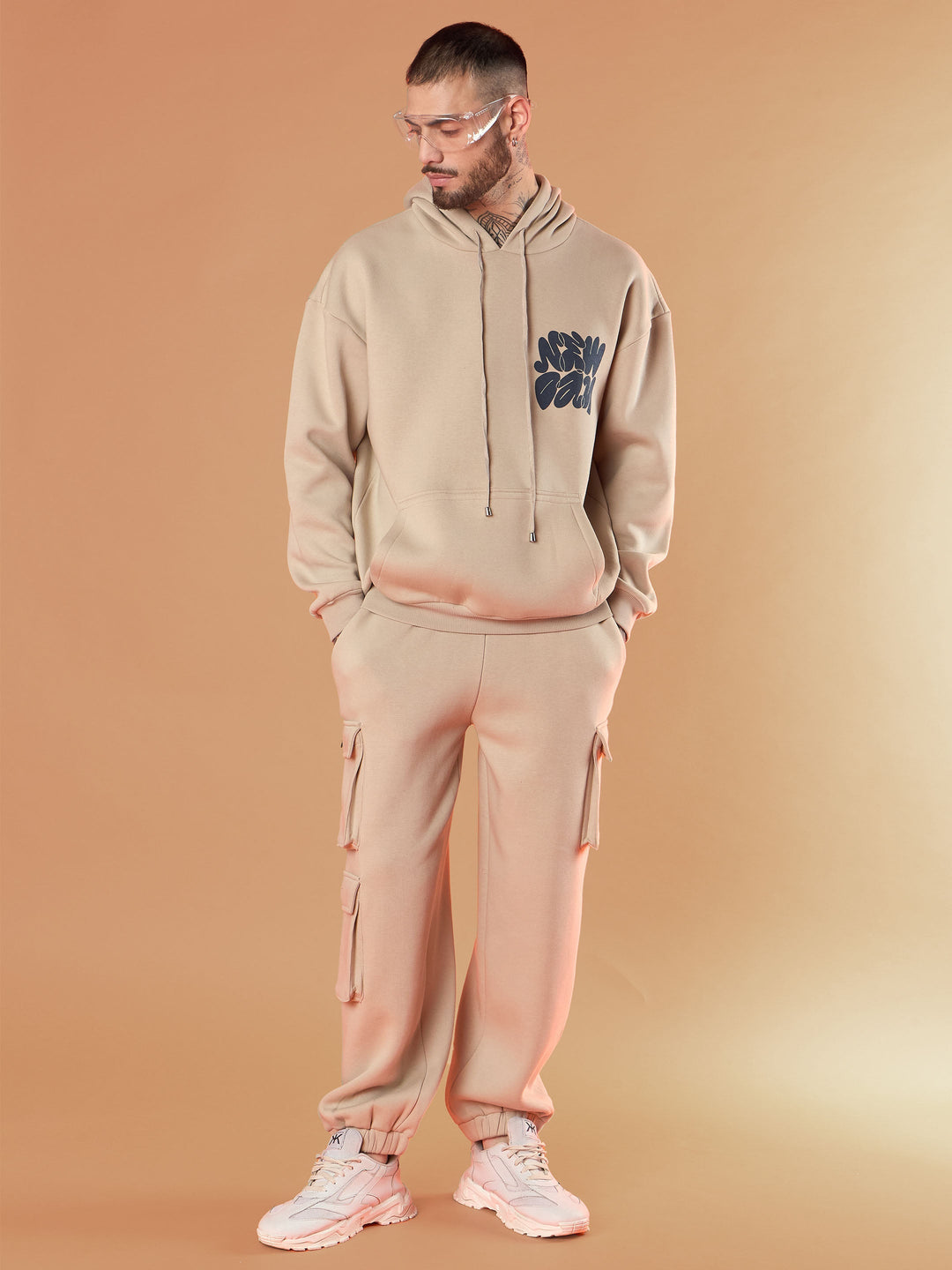 Men Taupe New Day Oversized Hoodie With Joggers