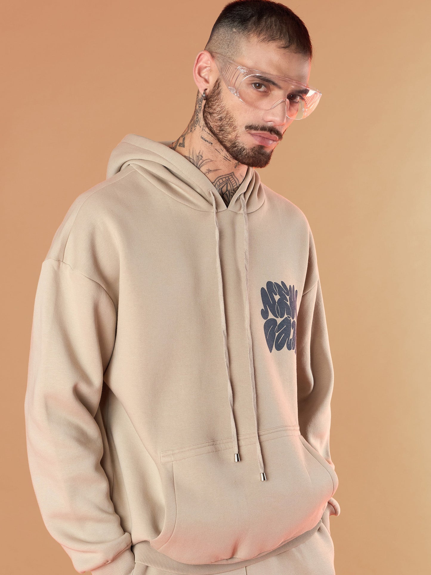 Men Taupe New Day Oversized Hoodie With Joggers