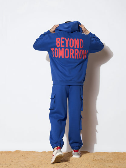 Men Blue Beyond Tomorrow Oversized Zipper Hoodie With Joggers