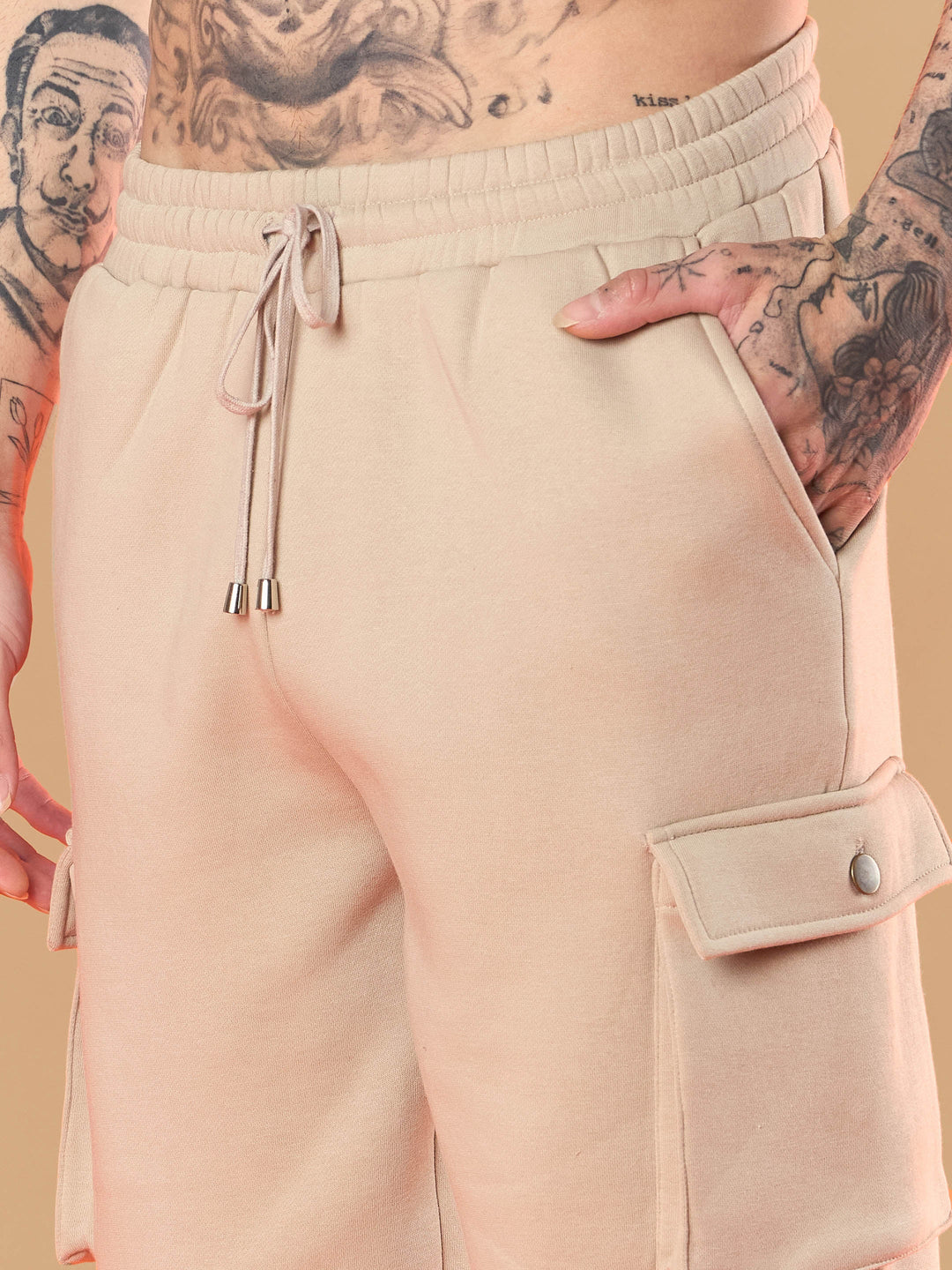 Men Taupe Chicago Oversized Zipper Hoodie With Joggers