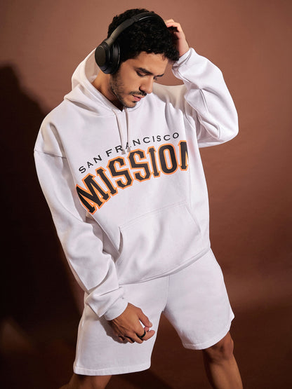 Men White SAN FRANCISCO Oversized Hoodie